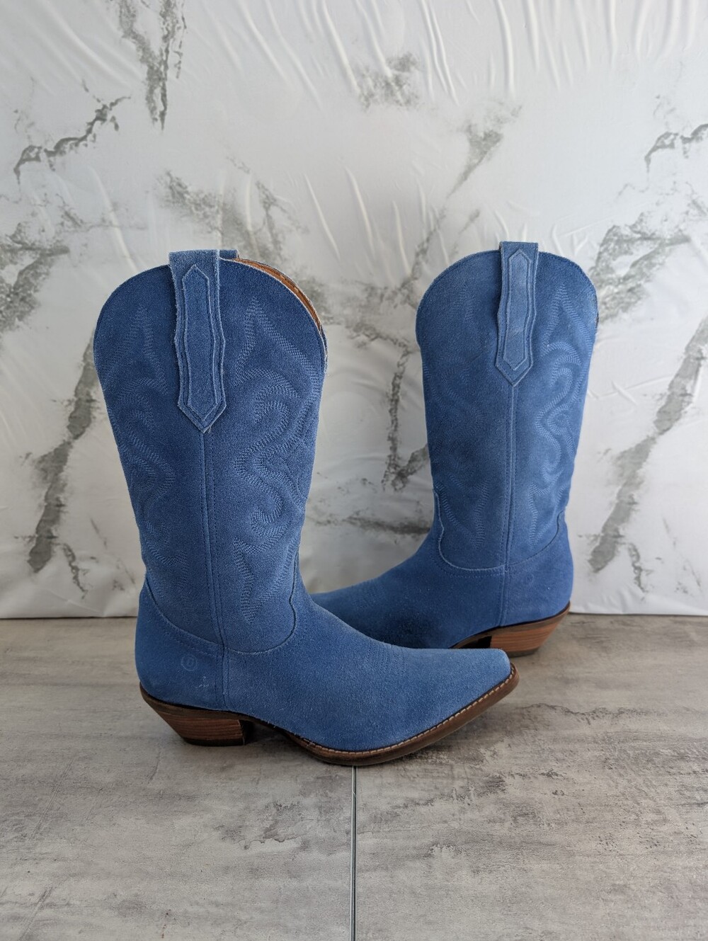 Dingo Out West Blue Suede Snip Toe Women's Cowboy Cowgirl Boots Size 9 Western - Picture 2 of 15